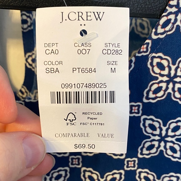 J. Crew Blue & White Geometric Top - Picture 5 of 8